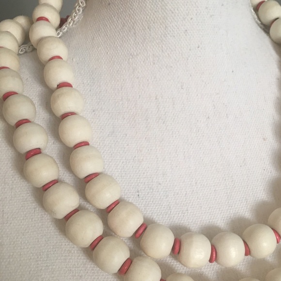 Upcycle Handmade Wood Bead Necklace Beachy Party Vacay Resort Boho Festival - Picture 2 of 5